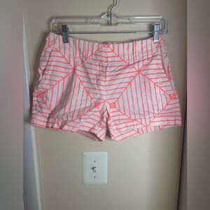 Vineyard Vines White Shorts with Neon Pink Geometric Print